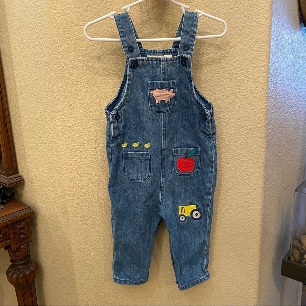 BABY BODEN Farm Life Jean Overalls Size 6-12M